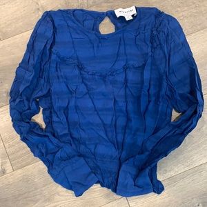 Blue Long Sleeve Crop Top
